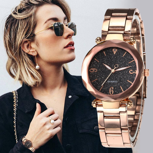 Women Watches Star Sky Dial Clock Luxury Personality Romantic  Rose Gold Bracelet Women Wrist Watch Ladies Clock reloj mujer