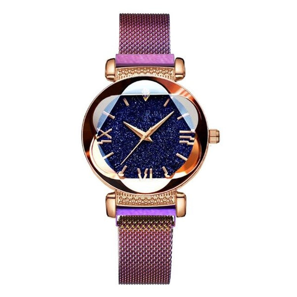 Luxury Women Magnetic Watches Personality Romantic Starry Sky Bracelet Watch Roman Numeral Desgin Quartz Clock Relogio 2019