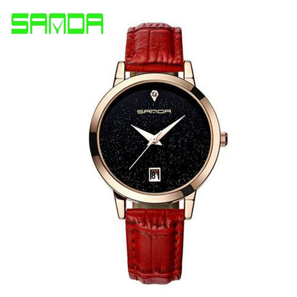 SANDA brand quartz watch ladies waterproof leather watch watch fashion romantic woman watch Relogio Faminino