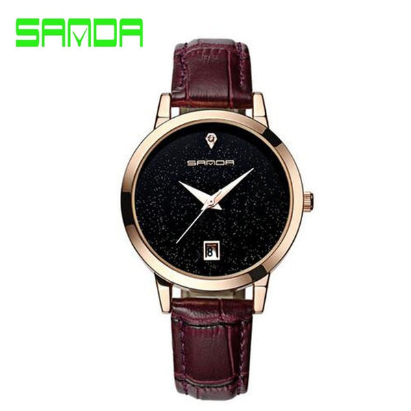 SANDA brand quartz watch ladies waterproof leather watch watch fashion romantic woman watch Relogio Faminino