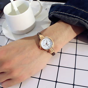 New Fashion Watch Women Simple Elegant Style Leather Strap Small Sliver Dial Casual Quartz Watch Ladies Popular Clock