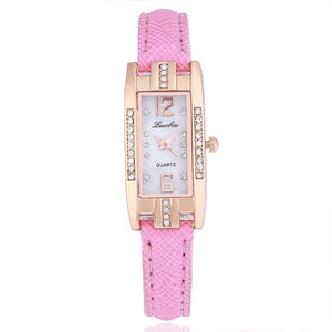 New 2018 Small Dial Women casual wristwatch Ladies Leather rhinestone Quartz Watch female Elegant Simple rectangle dress clock