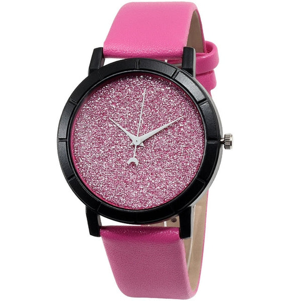 Moon Stars Dial Design Leather Quartz Watch Casual Fashion Dress Ladies Watches Romantic Starry Sky Analog Wristwatch Men Clock