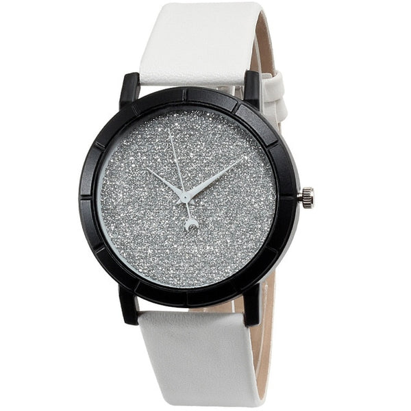 Moon Stars Dial Design Leather Quartz Watch Casual Fashion Dress Ladies Watches Romantic Starry Sky Analog Wristwatch Men Clock