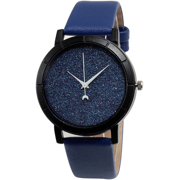 Moon Stars Dial Design Leather Quartz Watch Casual Fashion Dress Ladies Watches Romantic Starry Sky Analog Wristwatch Men Clock