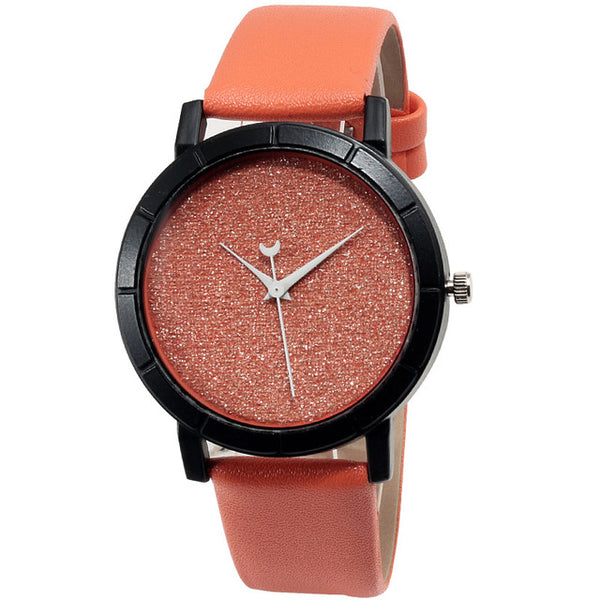 Moon Stars Dial Design Leather Quartz Watch Casual Fashion Dress Ladies Watches Romantic Starry Sky Analog Wristwatch Men Clock