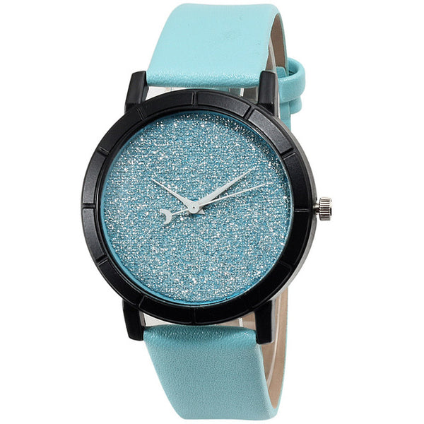 Moon Stars Dial Design Leather Quartz Watch Casual Fashion Dress Ladies Watches Romantic Starry Sky Analog Wristwatch Men Clock