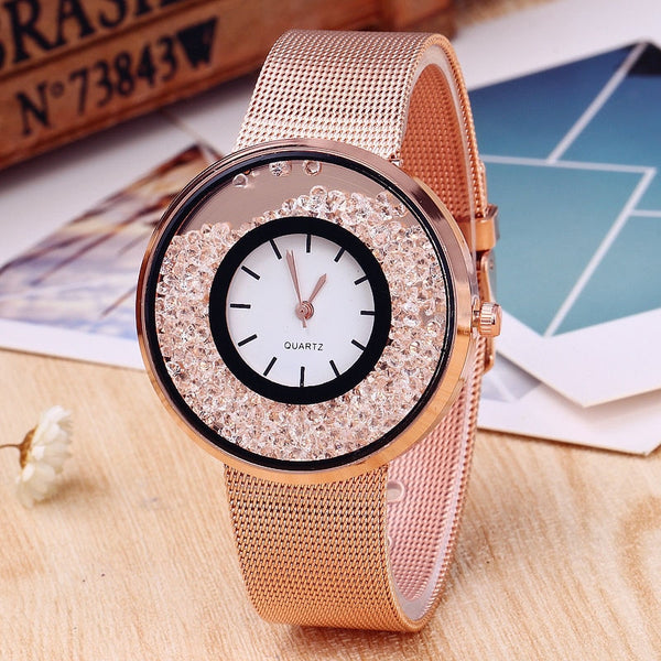 Ladies Silver Stainless Steel Quartz Watch elegant Luxury Gold Diamond Women Watches Brand Dress Wristwatch Relogio Clock Women