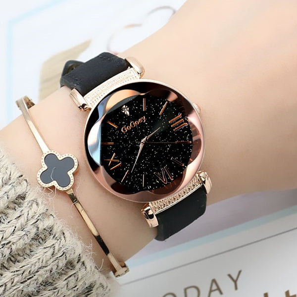 2019 Watches Women Fashion Gogoey Brand Leather ladies dress Personality romantic starry sky quartz wristwatch reloj mujer