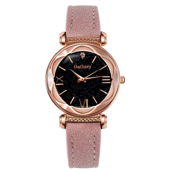 2019 Watches Women Fashion Gogoey Brand Leather ladies dress Personality romantic starry sky quartz wristwatch reloj mujer