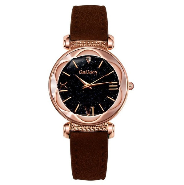 2019 Watches Women Fashion Gogoey Brand Leather ladies dress Personality romantic starry sky quartz wristwatch reloj mujer