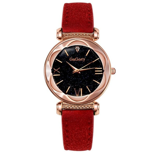 2019 Watches Women Fashion Gogoey Brand Leather ladies dress Personality romantic starry sky quartz wristwatch reloj mujer