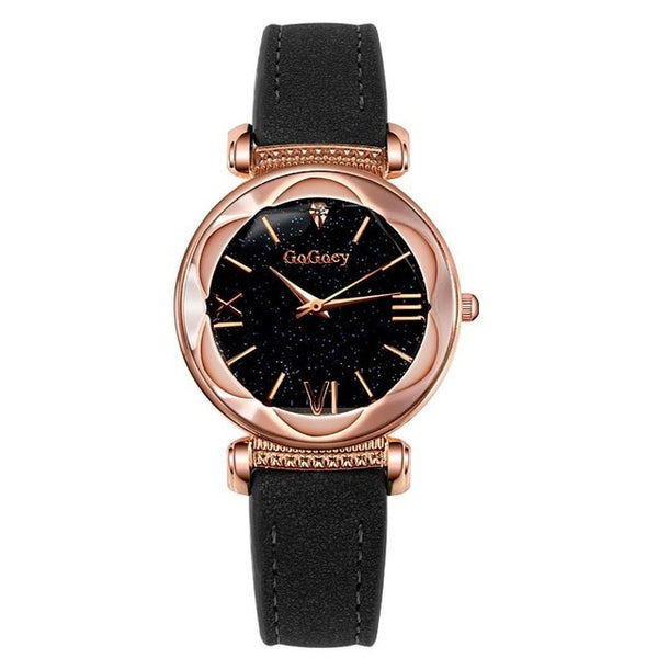 2019 Watches Women Fashion Gogoey Brand Leather ladies dress Personality romantic starry sky quartz wristwatch reloj mujer