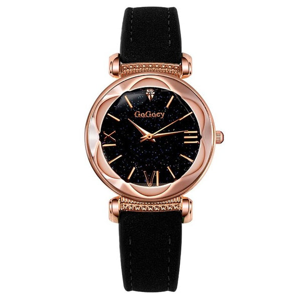 2019 Watches Women Fashion Gogoey Brand Leather ladies dress Personality romantic starry sky quartz wristwatch reloj mujer