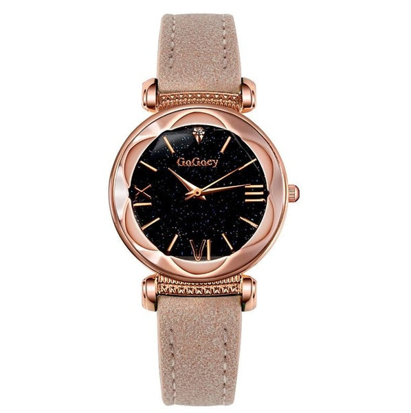 2019 Watches Women Fashion Gogoey Brand Leather ladies dress Personality romantic starry sky quartz wristwatch reloj mujer